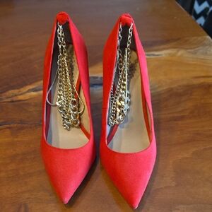 Chic Red Suede Women's Heels